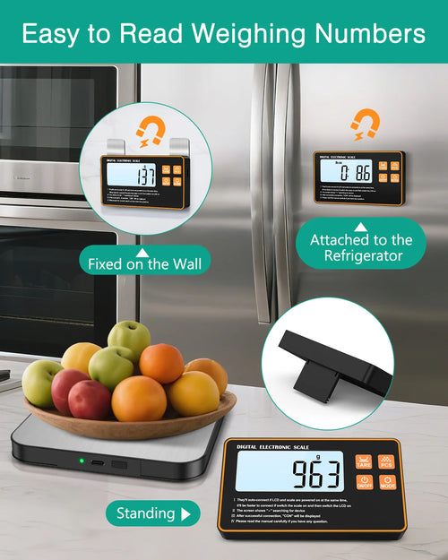 15KG Wireless Magnetic Digital Kitchen Scale with Remote LCD Display Split-Designed Food Scale for Baking Cooking Meal Prep