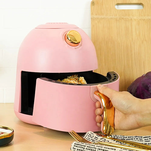 Portable Pink 2L Non-Stick Automatic Air Fryer Mini Multifunction Home Cooker