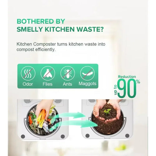 AI Smart Food Waste Composter 5.2L Electric Kitchen Disposer Stainless Steel App Control Odor Free Low Noise Household Bin