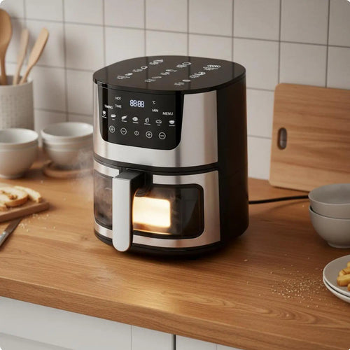 Large Electric Fryer 7L Stainless Steel Air Fryer with Visible Window for Home Kitchen Oil-free Cooking