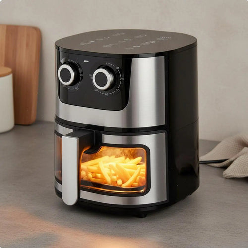 Large Electric Fryer 7L Stainless Steel Air Fryer with Visible Window for Home Kitchen Oil-free Cooking