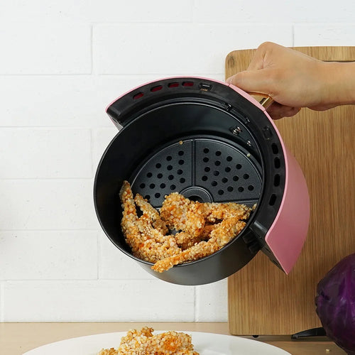 Portable Pink 2L Non-Stick Automatic Air Fryer Mini Multifunction Home Cooker