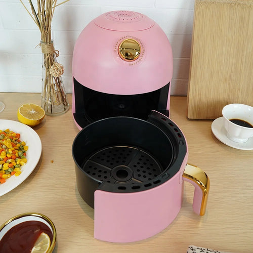 Portable Pink 2L Non-Stick Automatic Air Fryer Mini Multifunction Home Cooker
