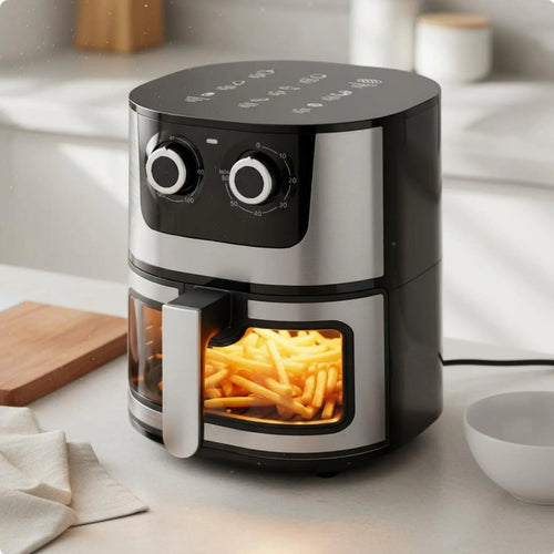 Large Electric Fryer 7L Stainless Steel Air Fryer with Visible Window for Home Kitchen Oil-free Cooking